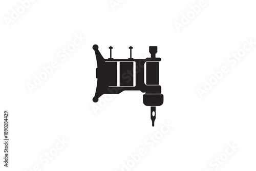 Tattoo machine black silhouette icon for professional studio ink gun equipment for body art artists