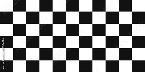 A symmetric black and white checkerboard pattern made of alternating squares in a grid layout.
