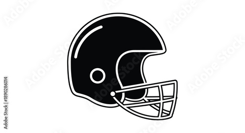 A simple black and white illustration of an american football helmet