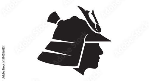 Silhouette of a person wearing a traditional helmet viewed from the side