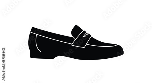 Black and white silhouette of a classic leather loafer shoe