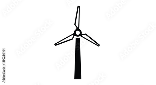 Simple black and white illustration of a single wind turbine
