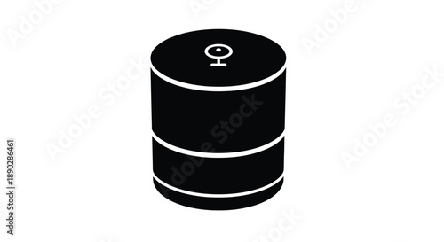 Black cylindrical object with a white power symbol on top speaker