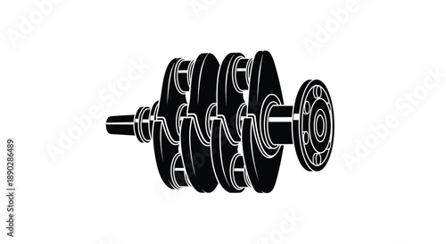 Detailed illustration of a mechanical clutch assembly in black and white