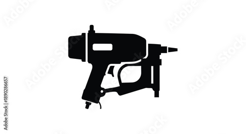Black silhouette of a pneumatic nail gun a construction tool
