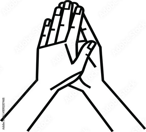 Professional vector illustration of praying hands or traditional greeting gesture for cultural and spiritual branding.