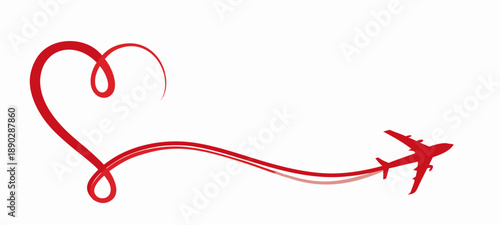 Heart-Shaped Airplane Trail with Jet Silhouette Love Travel