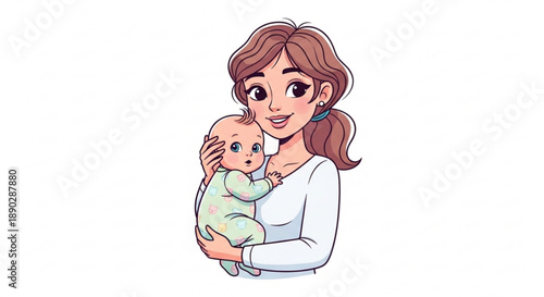 Smiling mother holding cute baby close to her chest in a loving embrace