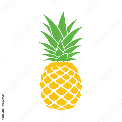 Vibrant Yellow Pineapple with Green Crown Isolated on Transparent Background