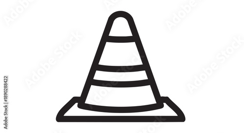 Traffic cone illustration viewed from the front with a simple design