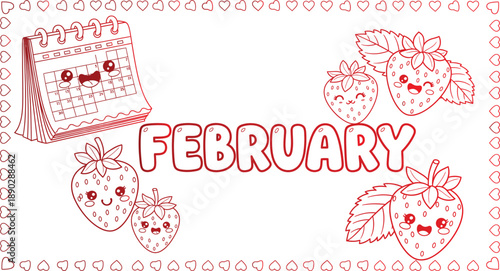 February month illustration with valentine's day theme