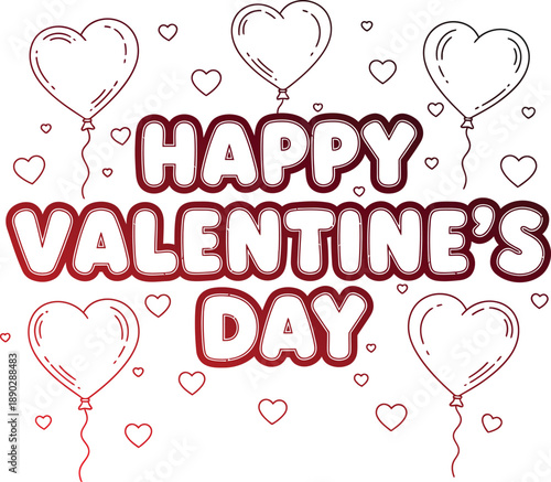 Happy valentine's day greeting with heart balloons