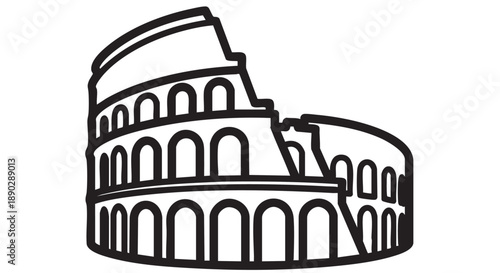 Illustration of the Colosseum showcasing ancient Roman architecture from a three-quarter view