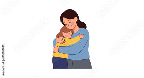 Mother hugging child warmly in tender moment of love and comfort