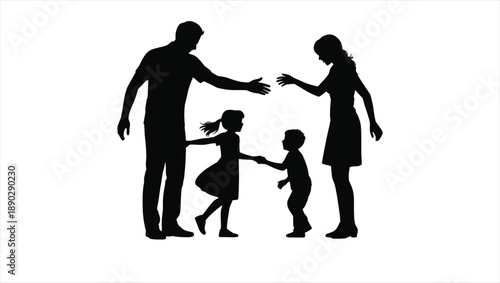 Family members interacting with each other in a simple illustration