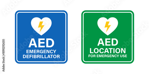 AED emergency defibrillator location health safety signs