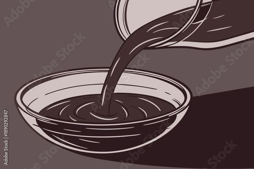 Rich Dark Chocolate Being Poured Into a Transparent Bowl For Dessert Creation