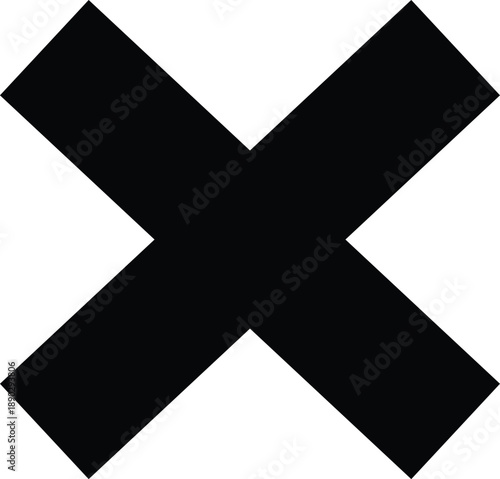 Black Cross Symbol on White Background mark sign