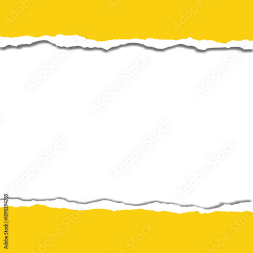 Yellow torn paper background with copy space, abstract ripped edge banner vector