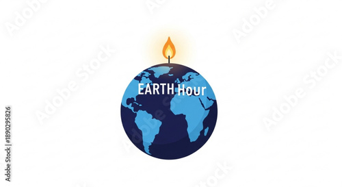 Earth hour globe with flame on top for environmental awareness campaign