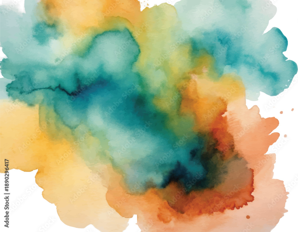 Obraz premium hand drawn abstract blurred colorful watercolor stain on transparent background