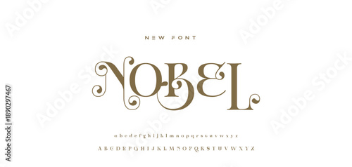 Elegant alphabet beauty logo font. Classic Modern luxury Serif Minimal Fashion. Typography decoration logotype fonts, wedding, logos. vector illustration