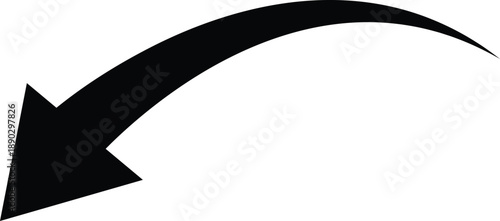 Black Curved Arrow Pointing Downwards Keywords: arrow, black, down, pointing, curve, direction