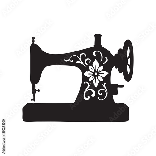 Sewing machine silhouette. Vector illustration on a white background.
