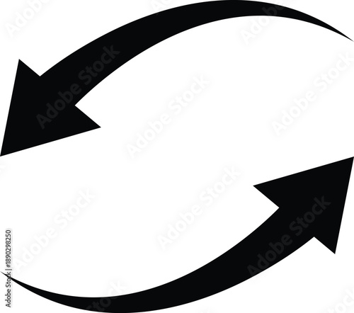 Two Black Curved Arrows in Circular Motion on White Background