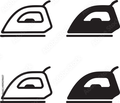 Isolated iron icon, iron appliance silhouette, electric steam iron tool, home laundry ironing equipment, household cleaning appliance product vector design