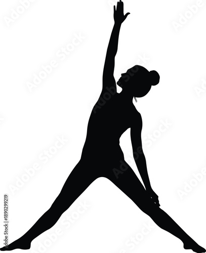 Yoga Silhouette Woman Stretching Pose Balance Fitness Meditation Exercise Wellness Flexibility Calm Body Mind Black Vector Illustration Isolated