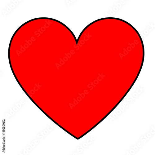 Free Download Bright Red valentines heart black outline,  isolated transparent background, love greeting card - GFXLoad