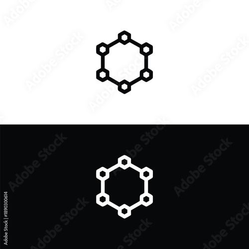 A simple and elegant line art icon depicting a fundamental hexagonal structure with six distinct nodes, representing basic connections or molecular compounds.