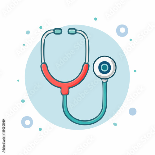 Vibrant cartoon illustration of a medical stethoscope, an essential healthcare instrument symbolizing accurate diagnosis, patient care, and professional medical services