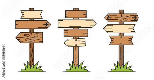 Wooden signposts indicating various directions and choices