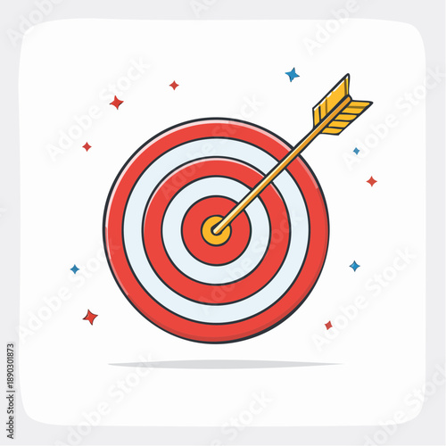 Illustration of a target with an arrow hitting the bullseye, symbolizing achievement and precision