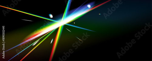 Crystal Rainbow Prism Light Effect PNG, Abstract Diamond Glass Flare, Colourful Spectrum Glow Overlay