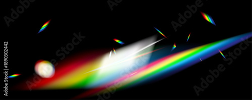 Crystal Rainbow Prism Light Effect PNG, Abstract Diamond Glass Flare, Colourful Spectrum Glow Overlay