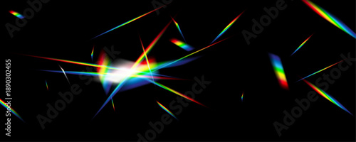 Crystal Rainbow Prism Light Effect PNG, Abstract Diamond Glass Flare, Colourful Spectrum Glow Overlay