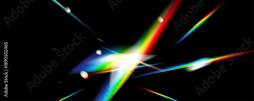 Colourful Glass Prism Spectrum PNG, Crystal Jewellery Light Effect, Shiny Neon Optical Glow
