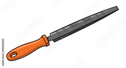 Essential robust metal hand file tool featuring a brightly colored orange handle designed for precision shaping and smoothing materials.