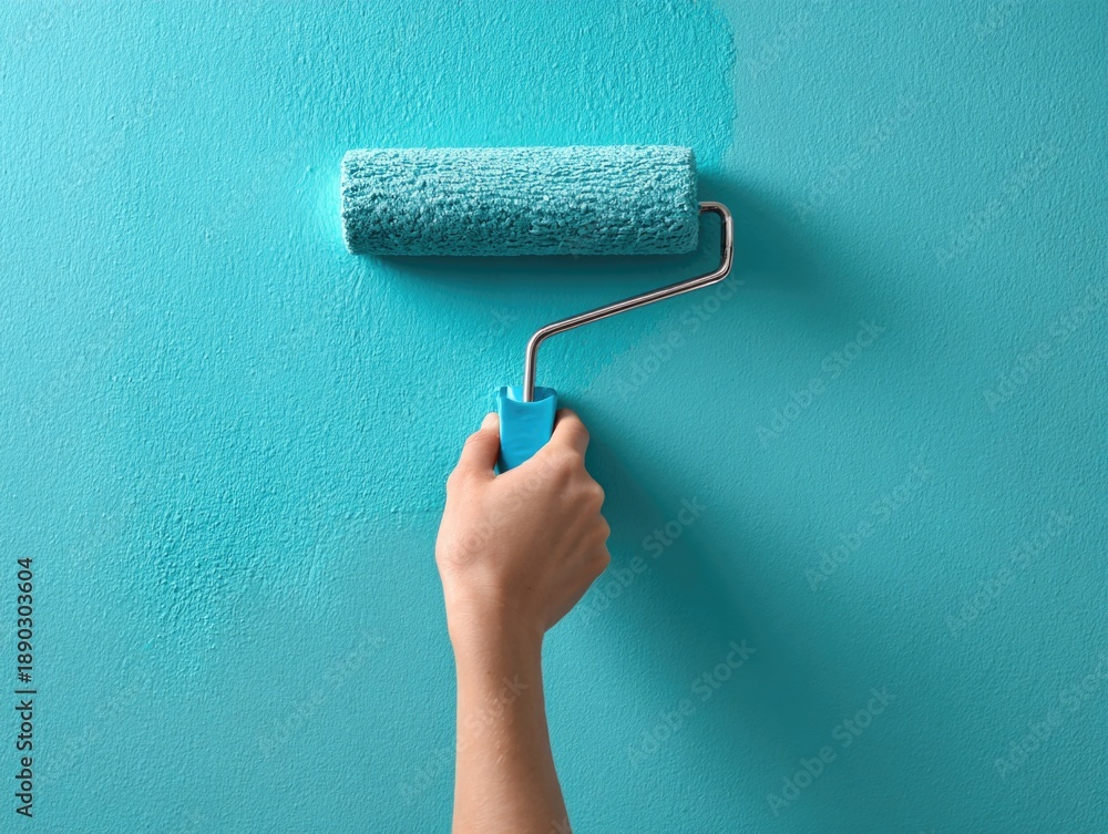 Obraz premium Hand Painting Blue Wall