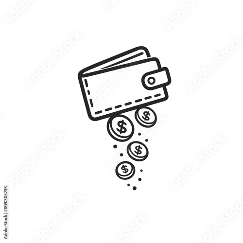 Bottomless Wallet with Falling Coins Icon
