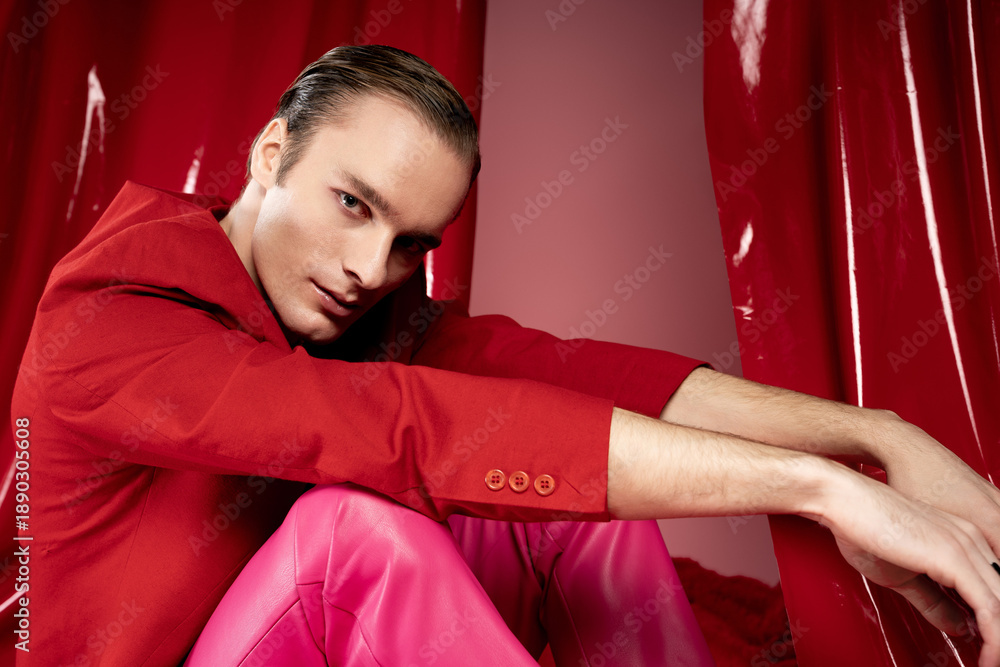 Naklejka premium Celebrating love on Valentine Day with vibrant colors and style in an LGBT expression