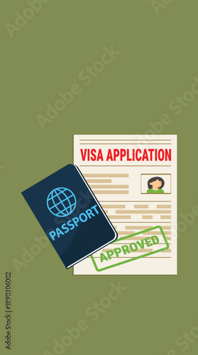 A passport next to visa application form.Application visa Document for travel.Travel approval. Immigration visa