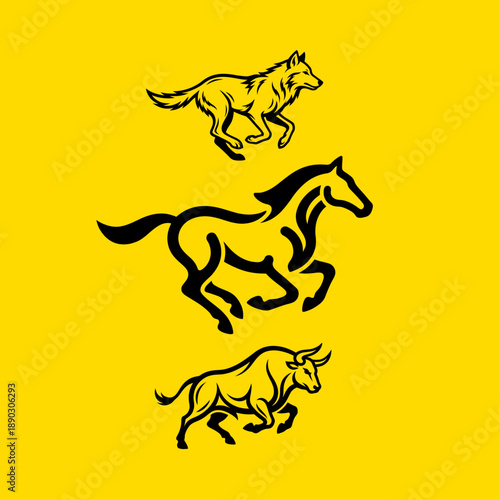 Three Running Animals Vector