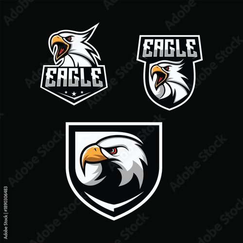 Eagle Head Esports Mascot Logo Vector Set
