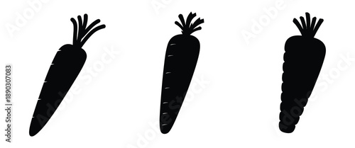 Carrot icon, carrot vector silhouette, carrot root minimal food icon