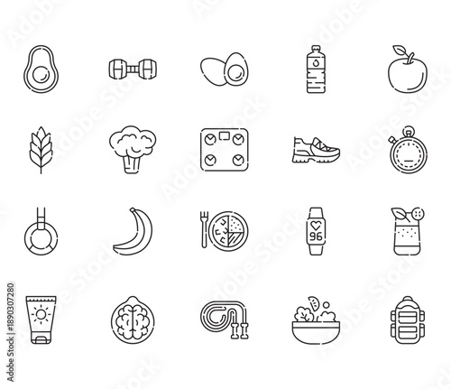 healthy lifestyle black line icon.