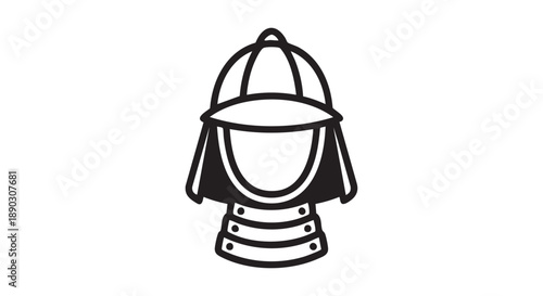 Simplified Firefighter Helmet Illustration on Neutral Background from Front View